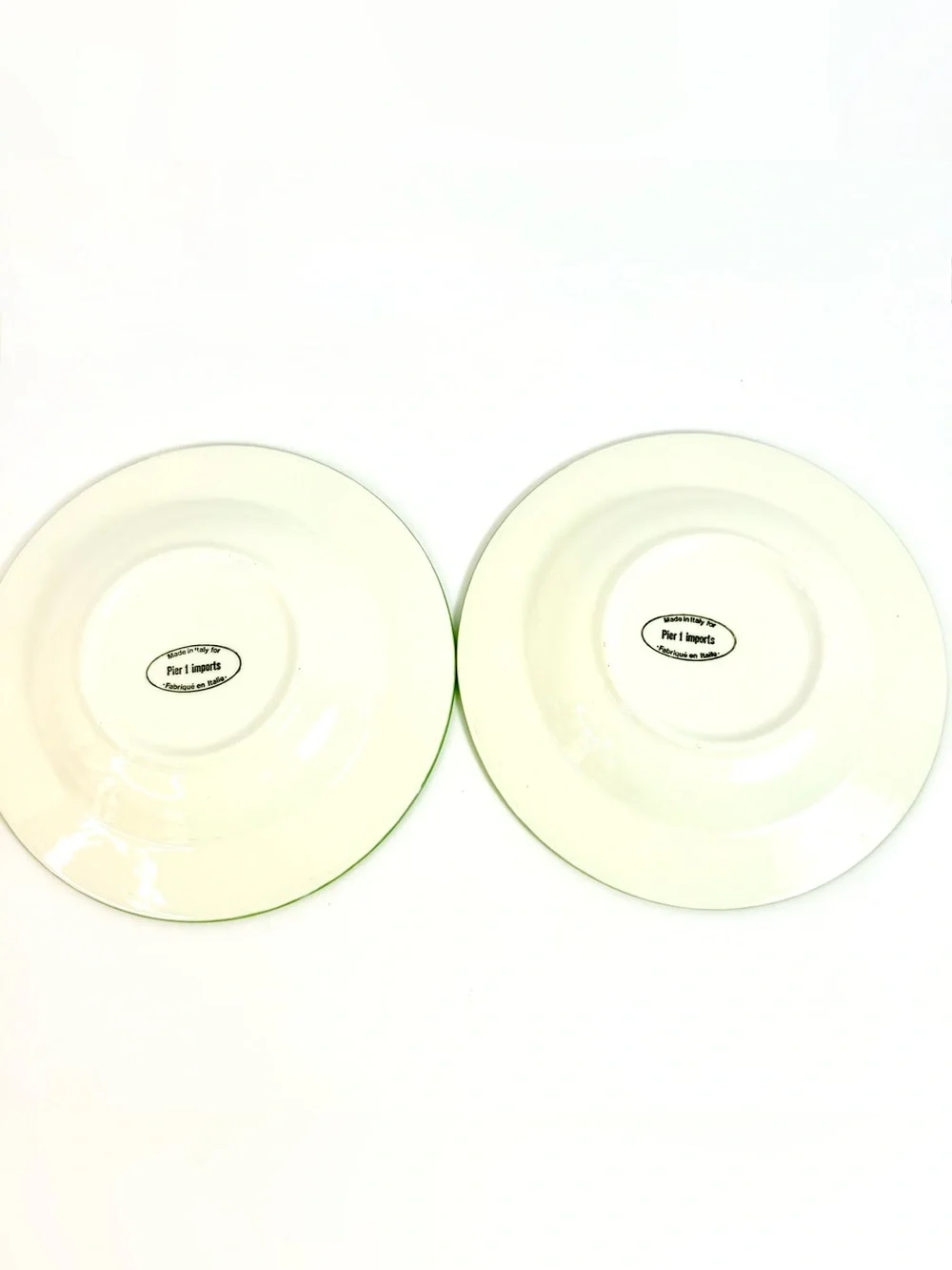 Vintage Pier 1 Basket Weave Green/white Soup Bowls Set Of 2 Made In Italy